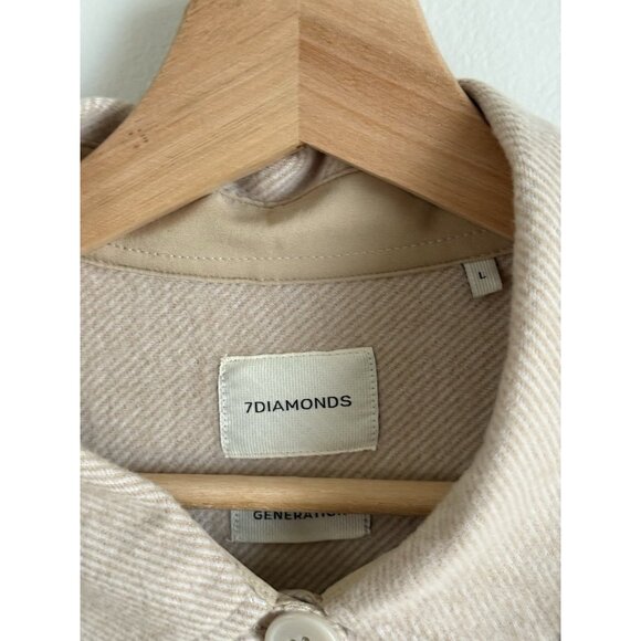 7 Diamonds Generation Shacket In Bone Neutral Plaid Longline Layering Cozy L - Picture 8 of 12